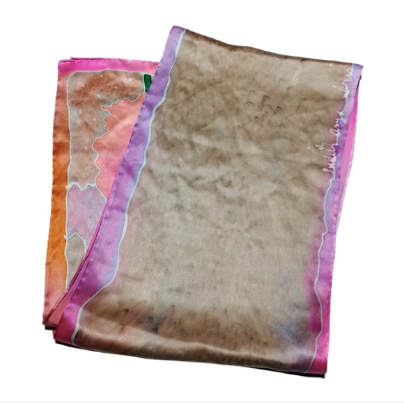 .Judy Anya Iris Designer ~ Silk Long Rectangular Scarf - Picture 4 of 5